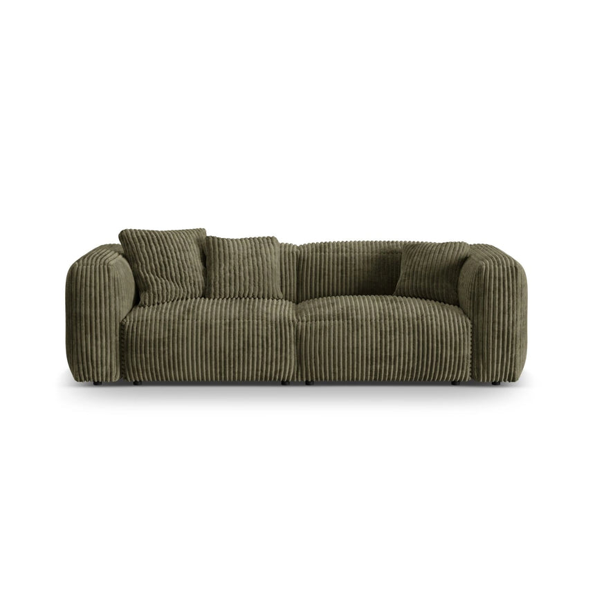 Martina 3-Sitzer Sofa, Sitztiefe 76 cm, aus Cord in Moosgrün (Tilia 37), 240x106 cm von Micadoni – Bild 1