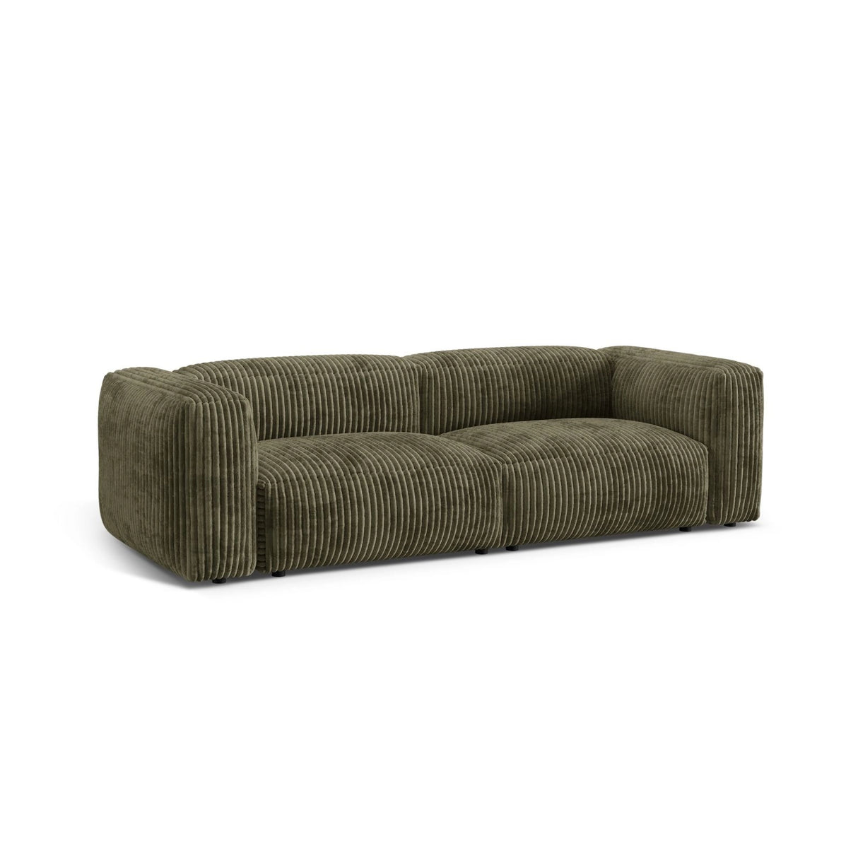 Martina 3-Sitzer Sofa, Sitztiefe 76 cm, aus Cord in Moosgrün (Tilia 37), 240x106 cm von Micadoni – Bild 3