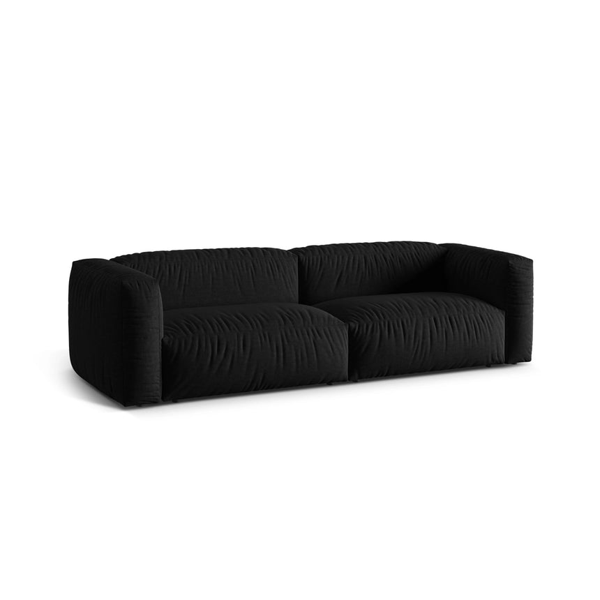 Martina 3-Sitzer Sofa, Sitztiefe 76 cm, aus Strukturierter Stoff in Schwarz (Boston Black), 240x106 cm von Micadoni – Bild 3