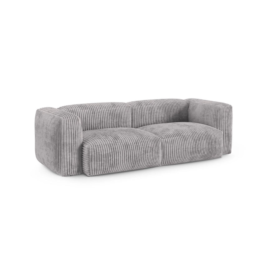 Martina 3-Sitzer Sofa, Sitztiefe 90 cm, aus Cord in Hellgrau (Tilia 86), 240x120 cm von Micadoni – Bild 3