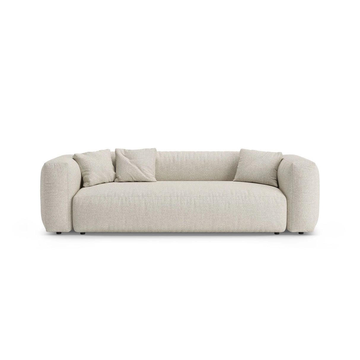 Martina 3-Sitzer Sofa mit Schlaffunktion, ausklappbar, aus Boucle in Beige (Monet Sand), 264x106 cm von Micadoni – Bild 1