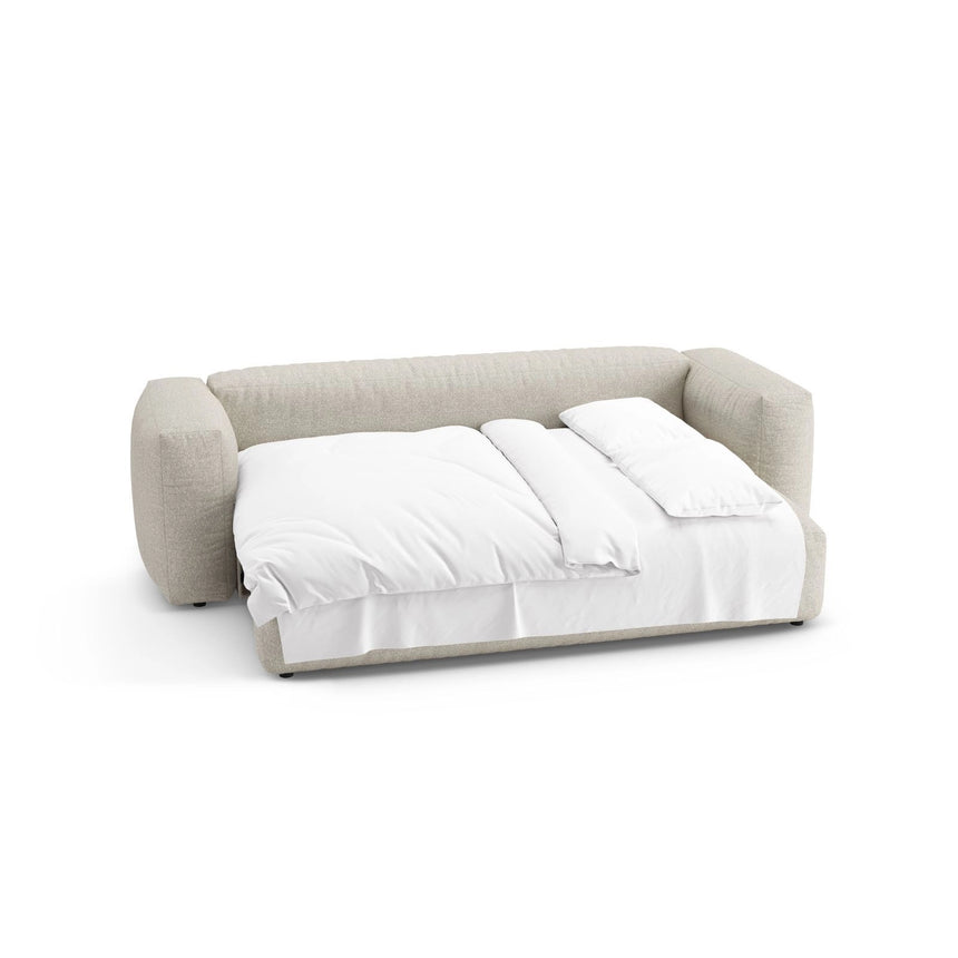 Martina 3-Sitzer Sofa mit Schlaffunktion, ausklappbar, aus Boucle in Beige (Monet Sand), 264x106 cm von Micadoni – Bild 8