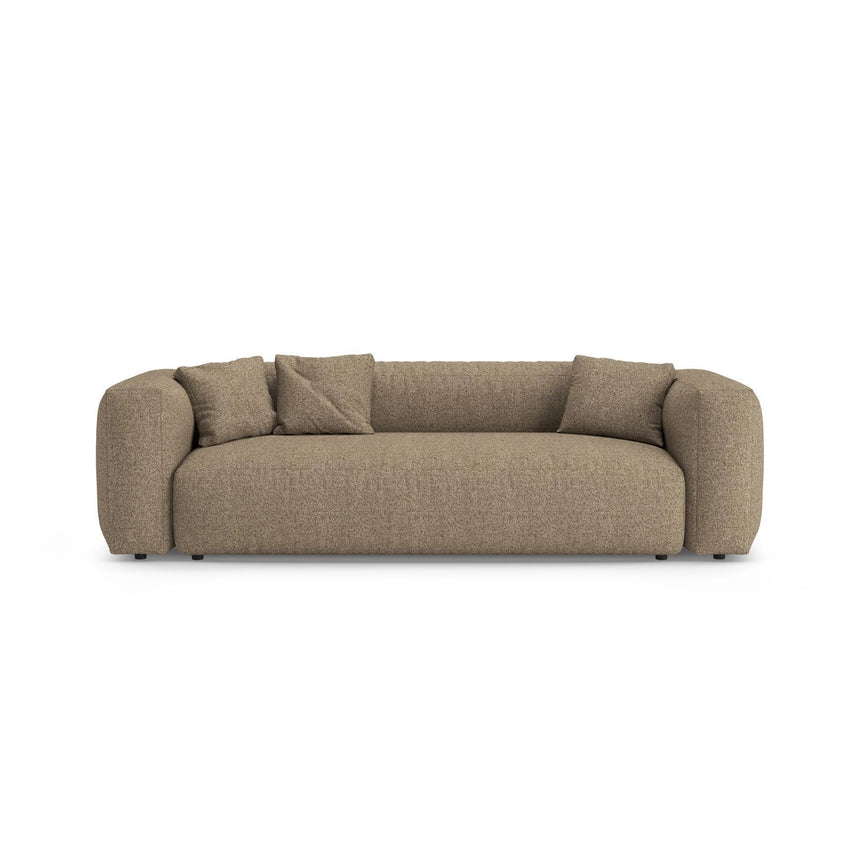 Martina 3-Sitzer Sofa mit Schlaffunktion, ausklappbar, aus Boucle in Cappuccino (Monet Cappucino), 264x106 cm von Micadoni – Bild 1