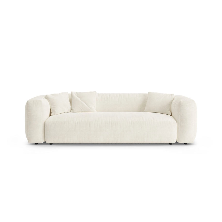 Martina 3-Sitzer Sofa mit Schlaffunktion, ausklappbar, aus Boucle in Elfenbein (Monet Nata), 264x106 cm von Micadoni – Bild 1