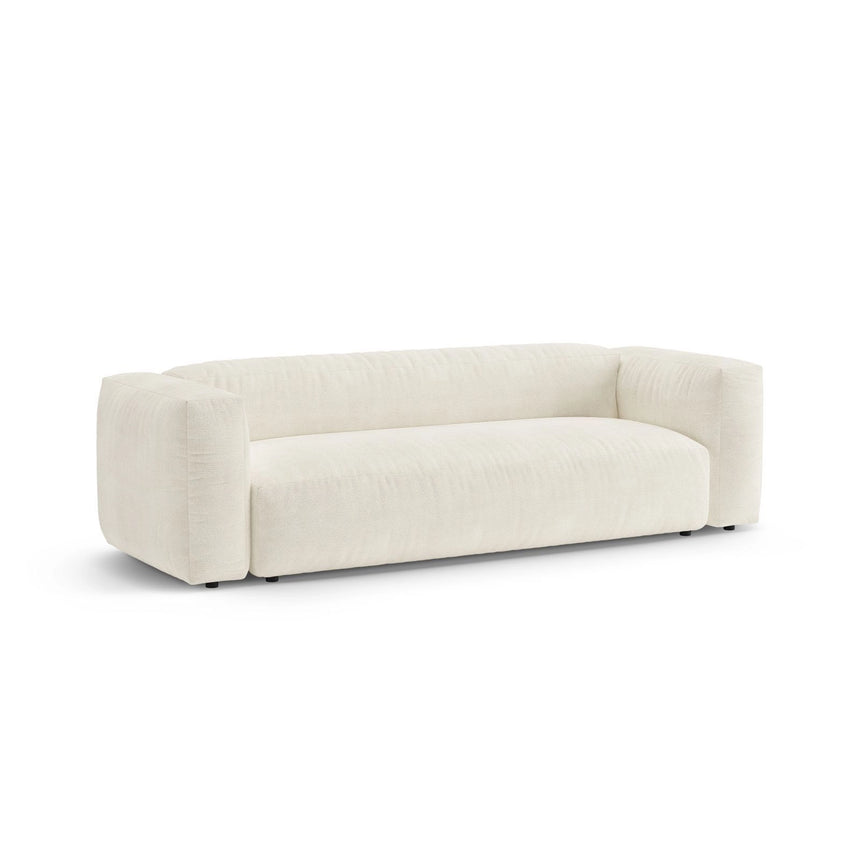 Martina 3-Sitzer Sofa mit Schlaffunktion, ausklappbar, aus Boucle in Elfenbein (Monet Nata), 264x106 cm von Micadoni – Bild 6