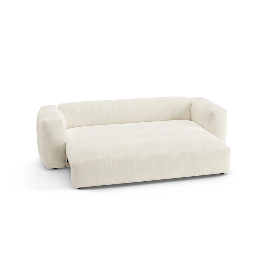 Martina 3-Sitzer Sofa mit Schlaffunktion, ausklappbar, aus Boucle in Elfenbein (Monet Nata), 264x106 cm von Micadoni – Bild 7