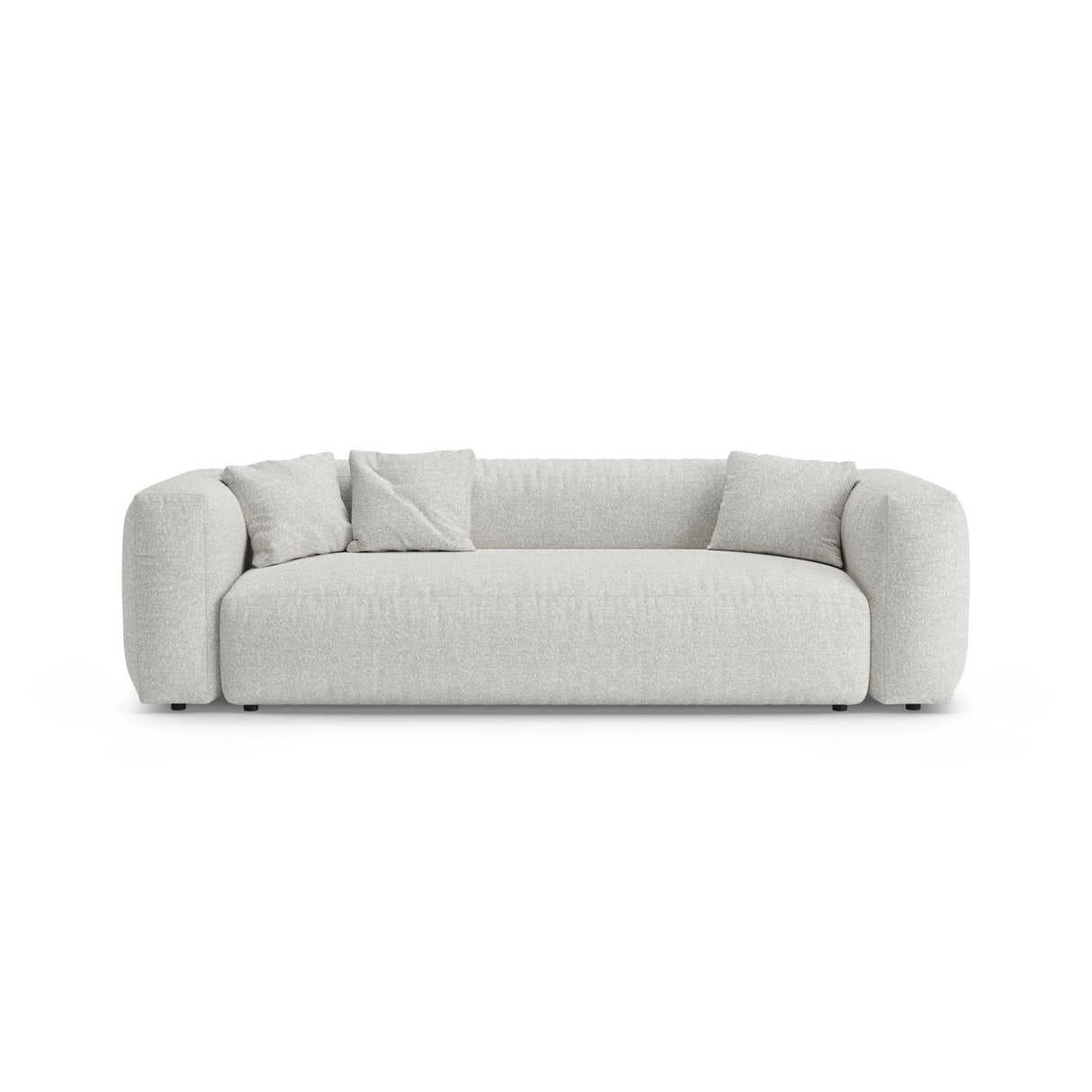 Martina 3-Sitzer Sofa mit Schlaffunktion, ausklappbar, aus Boucle in Grey Beige Melange (Monet Pearl), 264x106 cm von Micadoni – Bild 1