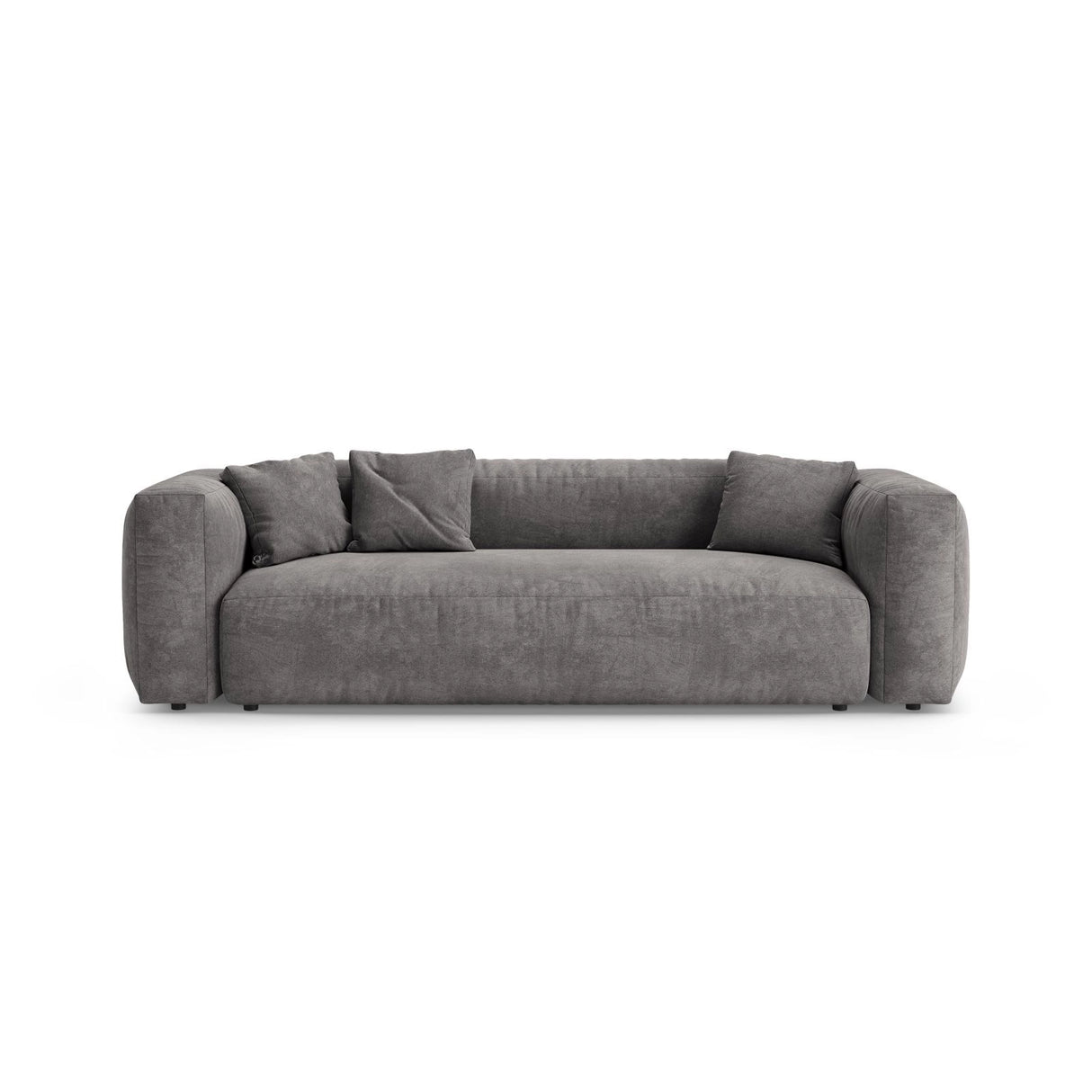 Martina 3-Sitzer Sofa mit Schlaffunktion, ausklappbar, aus Samt in Grau (Vogue 15), 264x106 cm von Micadoni – Bild 1
