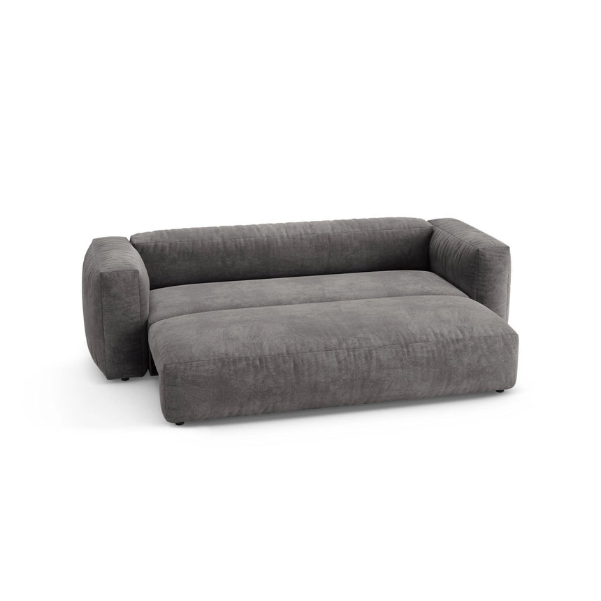 Martina 3-Sitzer Sofa mit Schlaffunktion, ausklappbar, aus Samt in Grau (Vogue 15), 264x106 cm von Micadoni – Bild 7