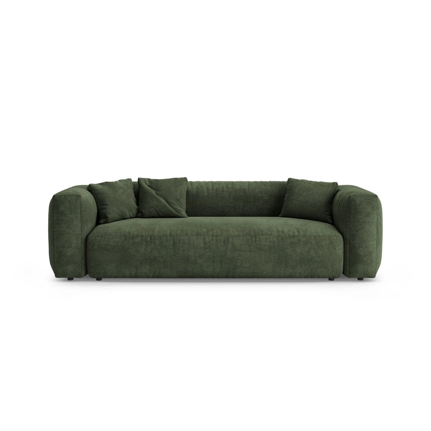 Martina 3-Sitzer Sofa mit Schlaffunktion, ausklappbar, aus Samt in Grün (Vogue 11), 264x106 cm von Micadoni – Bild 1