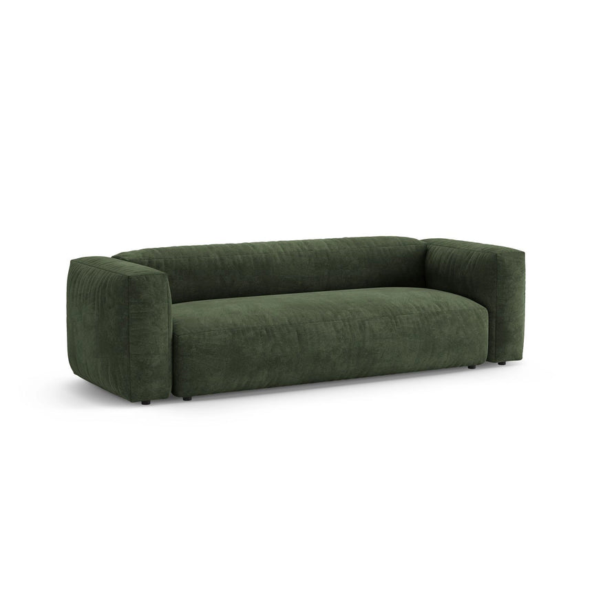 Martina 3-Sitzer Sofa mit Schlaffunktion, ausklappbar, aus Samt in Grün (Vogue 11), 264x106 cm von Micadoni – Bild 6