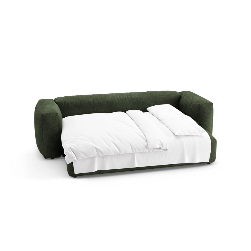Martina 3-Sitzer Sofa mit Schlaffunktion, ausklappbar, aus Samt in Grün (Vogue 11), 264x106 cm von Micadoni – Bild 8