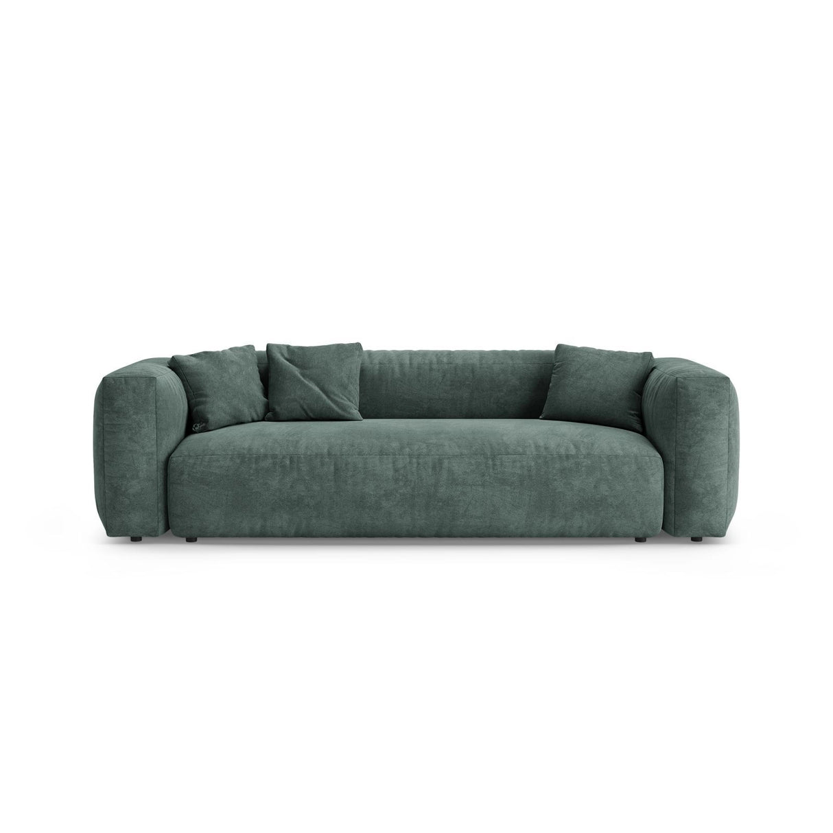 Martina 3-Sitzer Sofa mit Schlaffunktion, ausklappbar, aus Samt in Petrol (Vogue 12), 264x106 cm von Micadoni – Bild 1