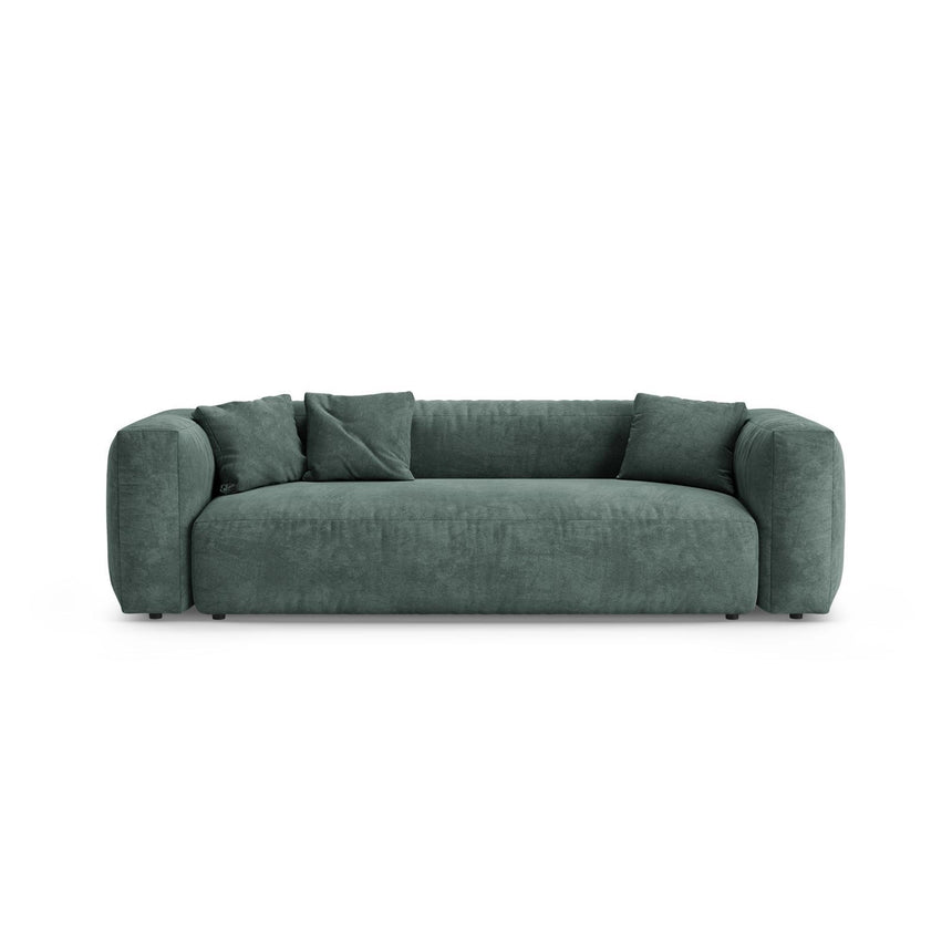 Martina 3-Sitzer Sofa mit Schlaffunktion, ausklappbar, aus Samt in Petrol (Vogue 12), 264x106 cm von Micadoni – Bild 1