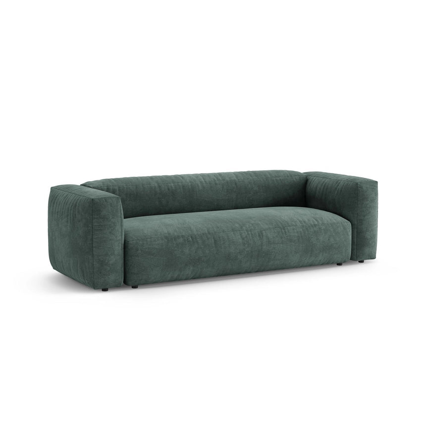 Martina 3-Sitzer Sofa mit Schlaffunktion, ausklappbar, aus Samt in Petrol (Vogue 12), 264x106 cm von Micadoni – Bild 6
