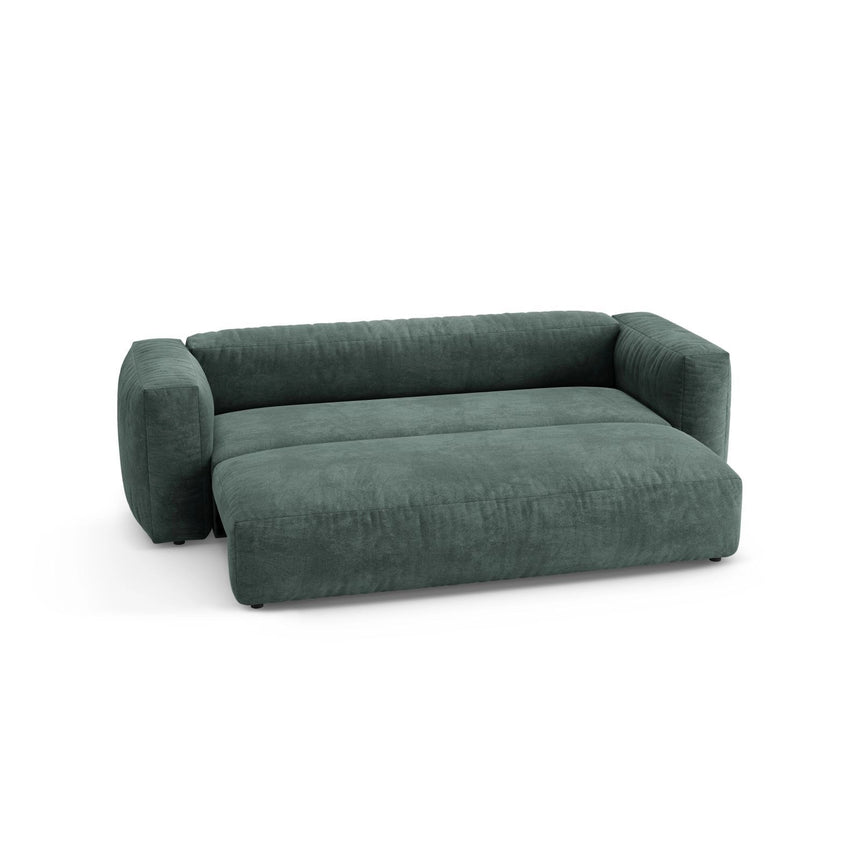 Martina 3-Sitzer Sofa mit Schlaffunktion, ausklappbar, aus Samt in Petrol (Vogue 12), 264x106 cm von Micadoni – Bild 7