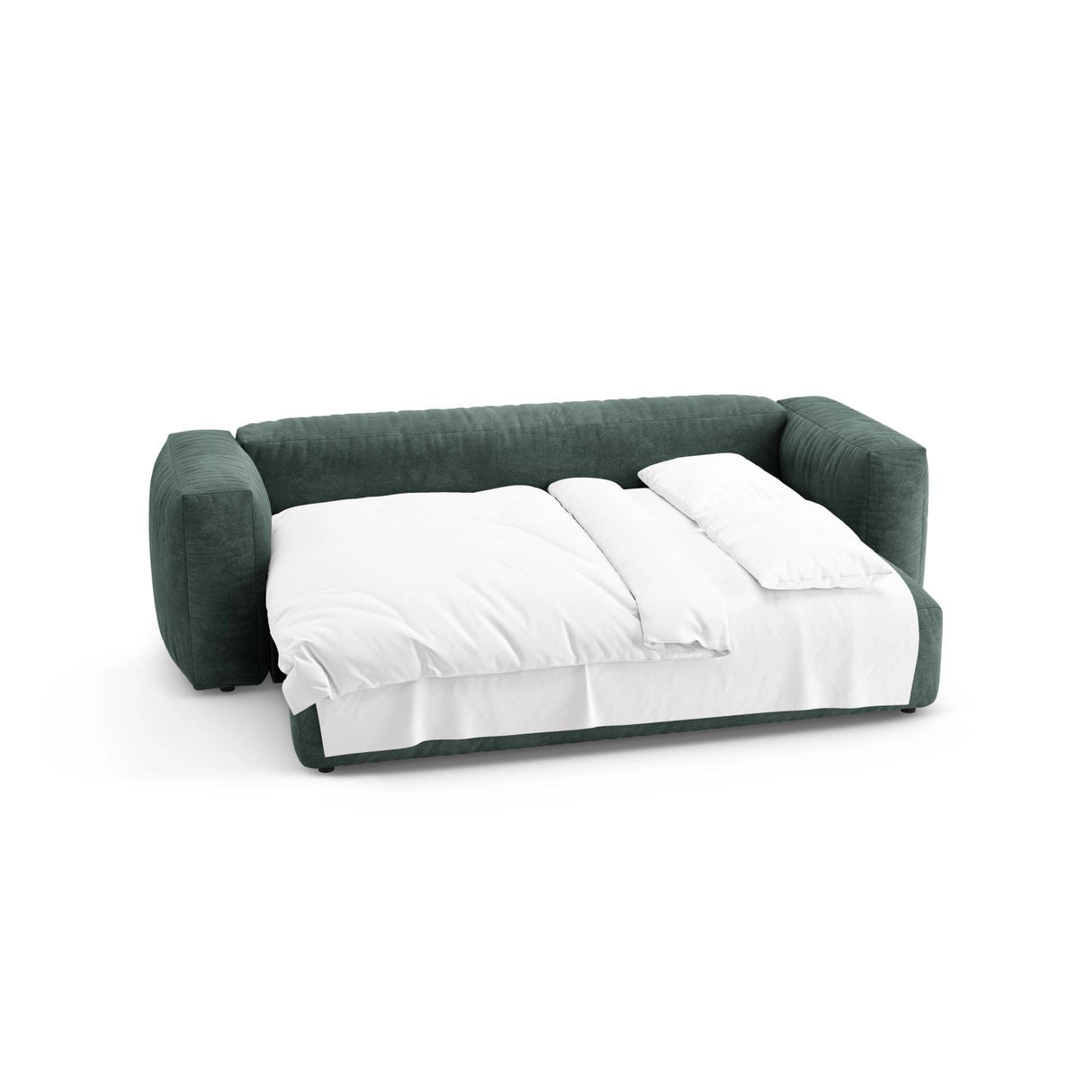 Martina 3-Sitzer Sofa mit Schlaffunktion, ausklappbar, aus Samt in Petrol (Vogue 12), 264x106 cm von Micadoni – Bild 8