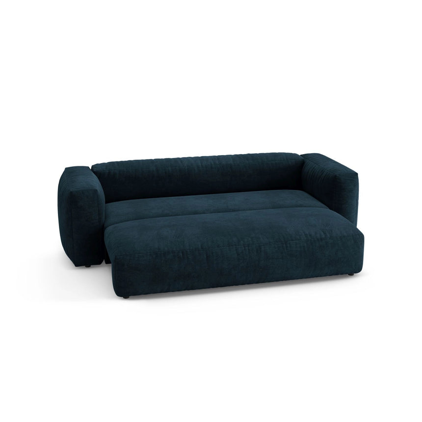 Martina 3-Sitzer Sofa mit Schlaffunktion, ausklappbar, aus Samt in Tiefes Petrol (Vogue 13), 264x106 cm von Micadoni – Bild 7