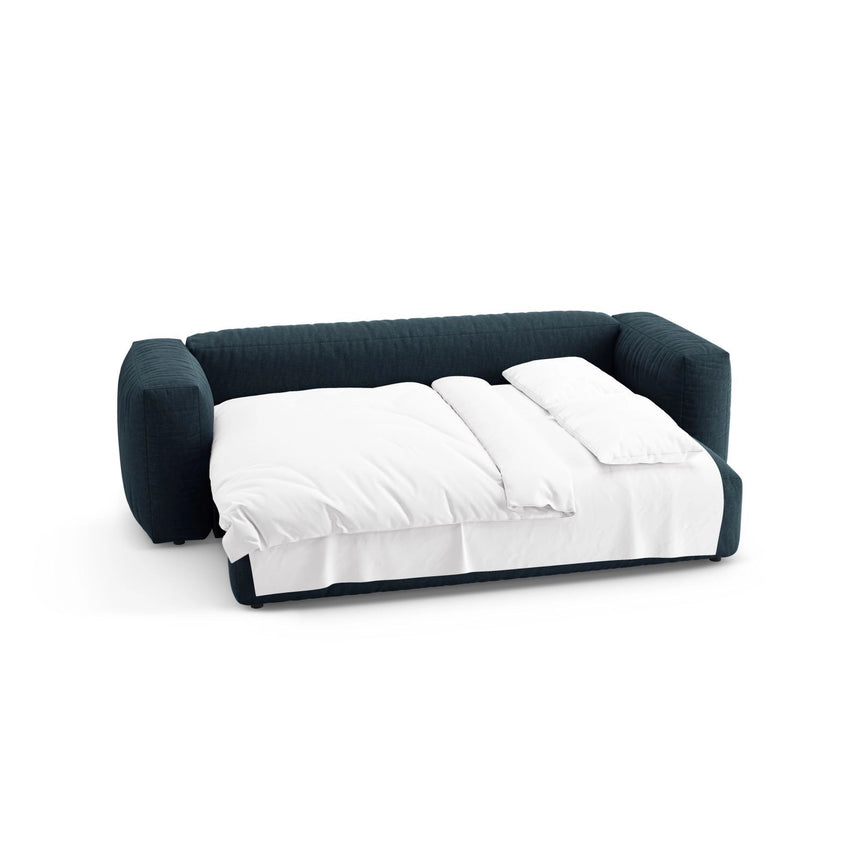 Martina 3-Sitzer Sofa mit Schlaffunktion, ausklappbar, aus Strukturierter Stoff in Blau Jeans (Boston Ocean), 264x106 cm von Micadoni – Bild 7