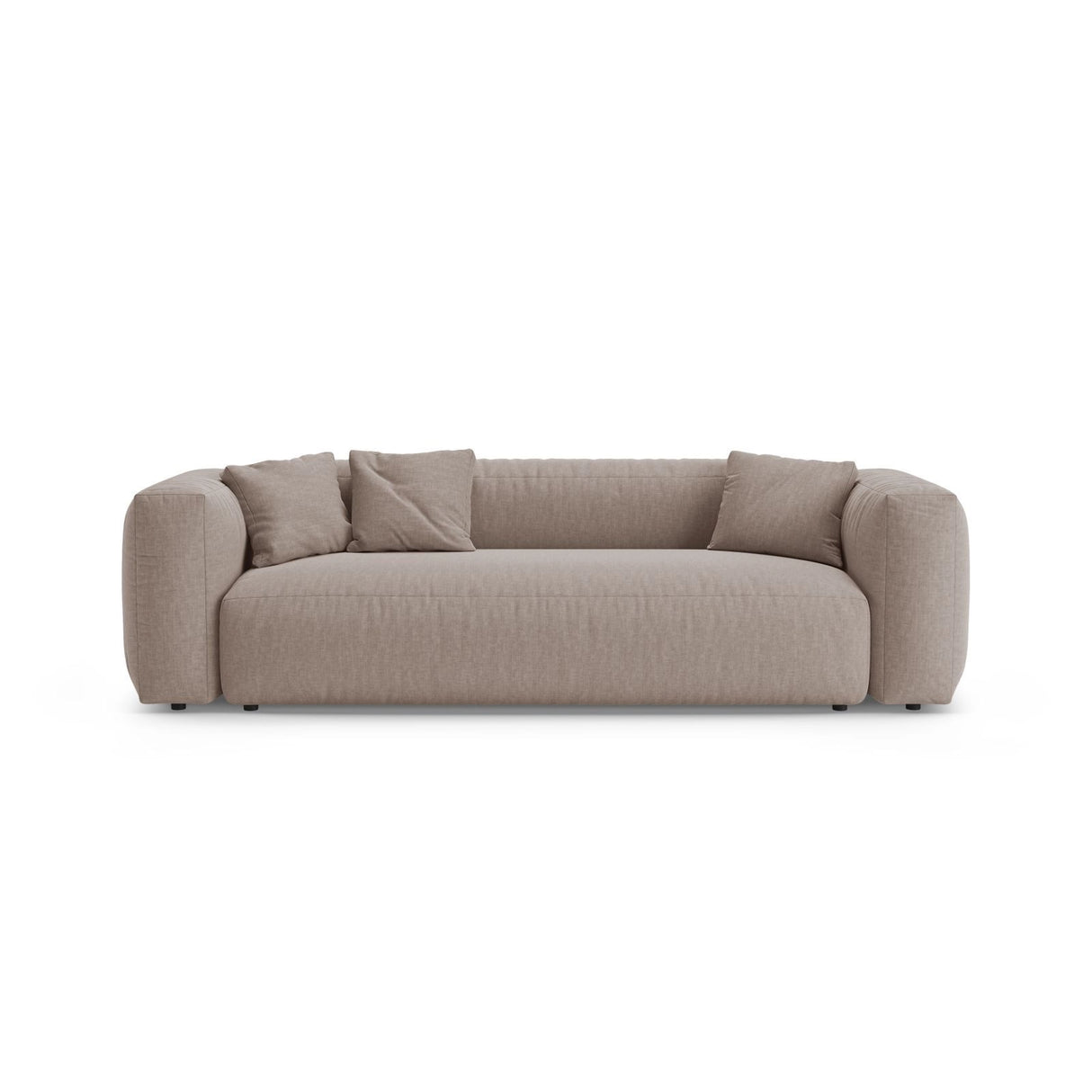 Martina 3-Sitzer Sofa mit Schlaffunktion, ausklappbar, aus Strukturierter Stoff in Dunkelbeige (Boston Trufa), 264x106 cm von Micadoni – Bild 1