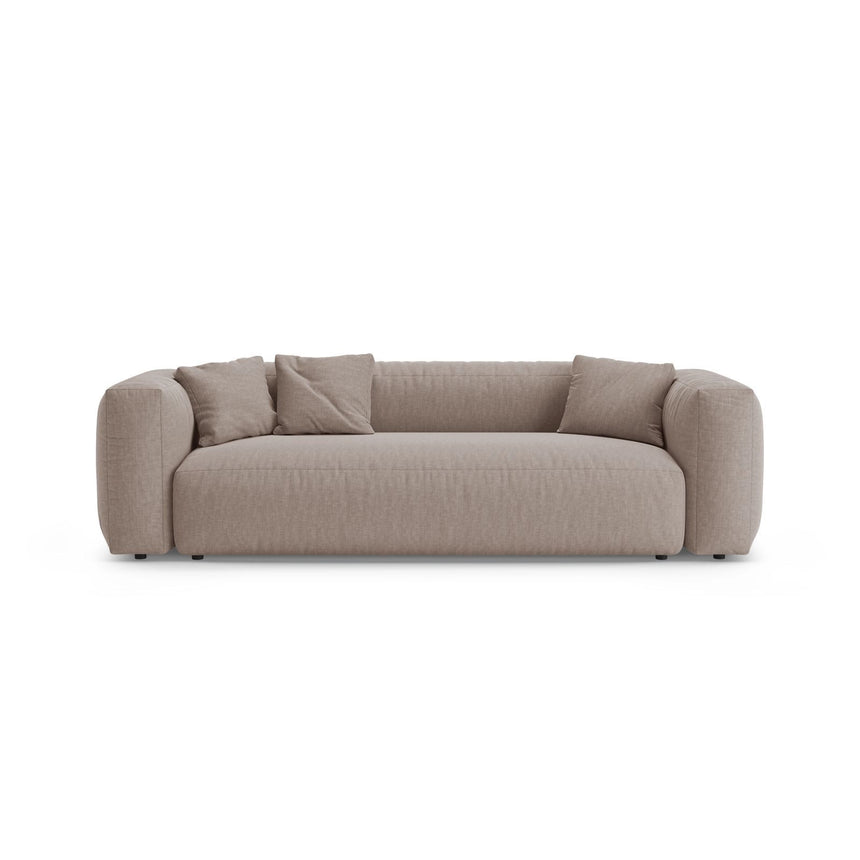 Martina 3-Sitzer Sofa mit Schlaffunktion, ausklappbar, aus Strukturierter Stoff in Dunkelbeige (Boston Trufa), 264x106 cm von Micadoni – Bild 1