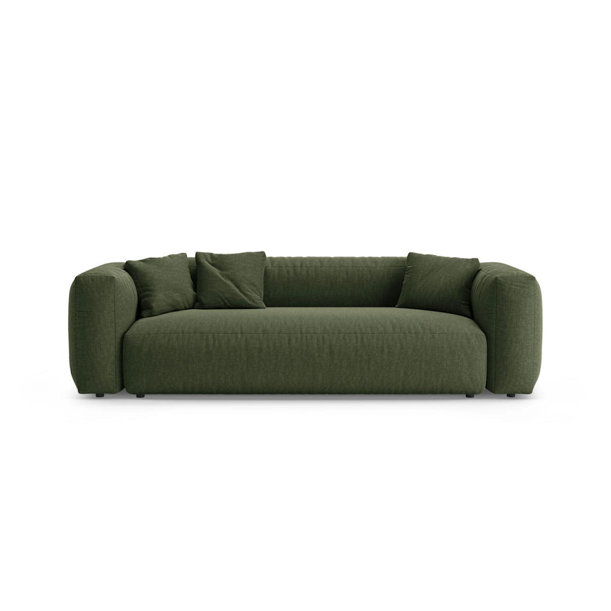 Martina 3-Sitzer Sofa mit Schlaffunktion, ausklappbar, aus Strukturierter Stoff in Grün (Boston Forest), 264x106 cm von Micadoni – Bild 1