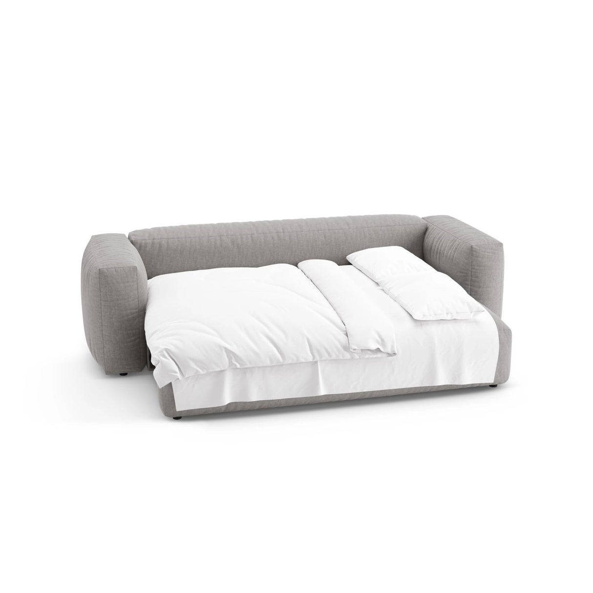 Martina 3-Sitzer Sofa mit Schlaffunktion, ausklappbar, aus Strukturierter Stoff in Hellgrau (Boston Light Grey), 264x106 cm von Micadoni – Bild 7