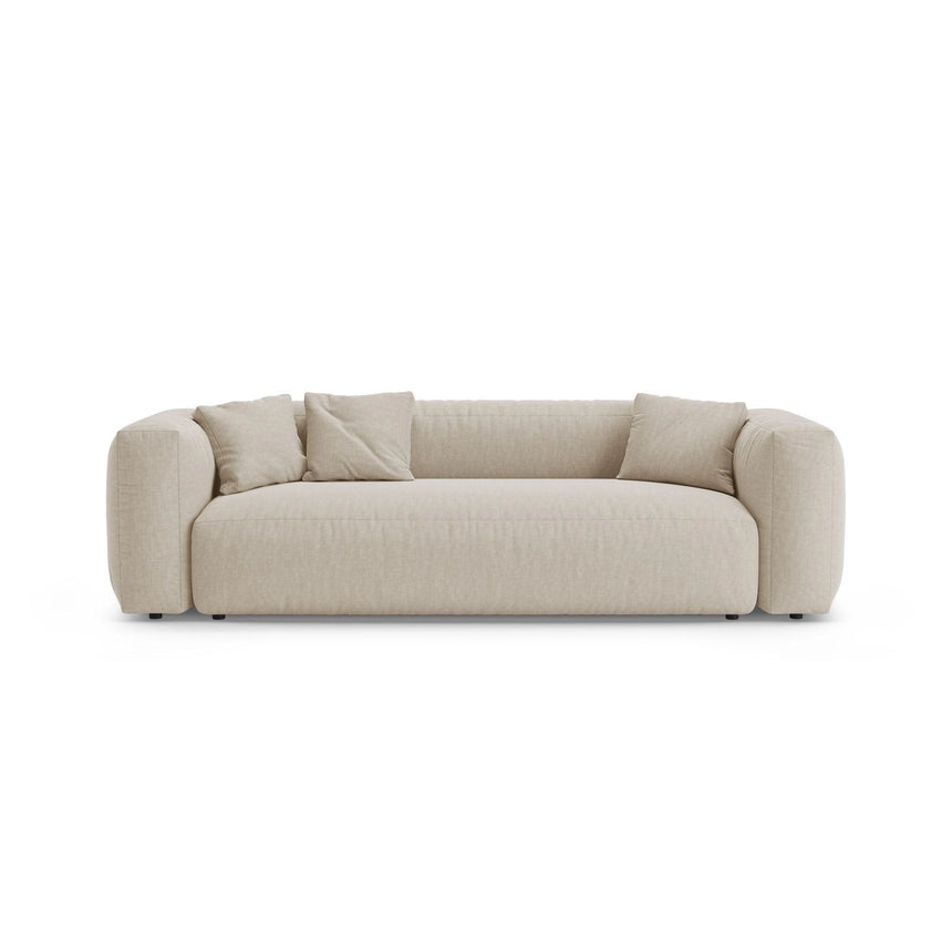 Martina 3-Sitzer Sofa mit Schlaffunktion, ausklappbar, aus Strukturierter Stoff in Leichtes Beige (Boston Toffee), 264x106 cm von Micadoni – Bild 1