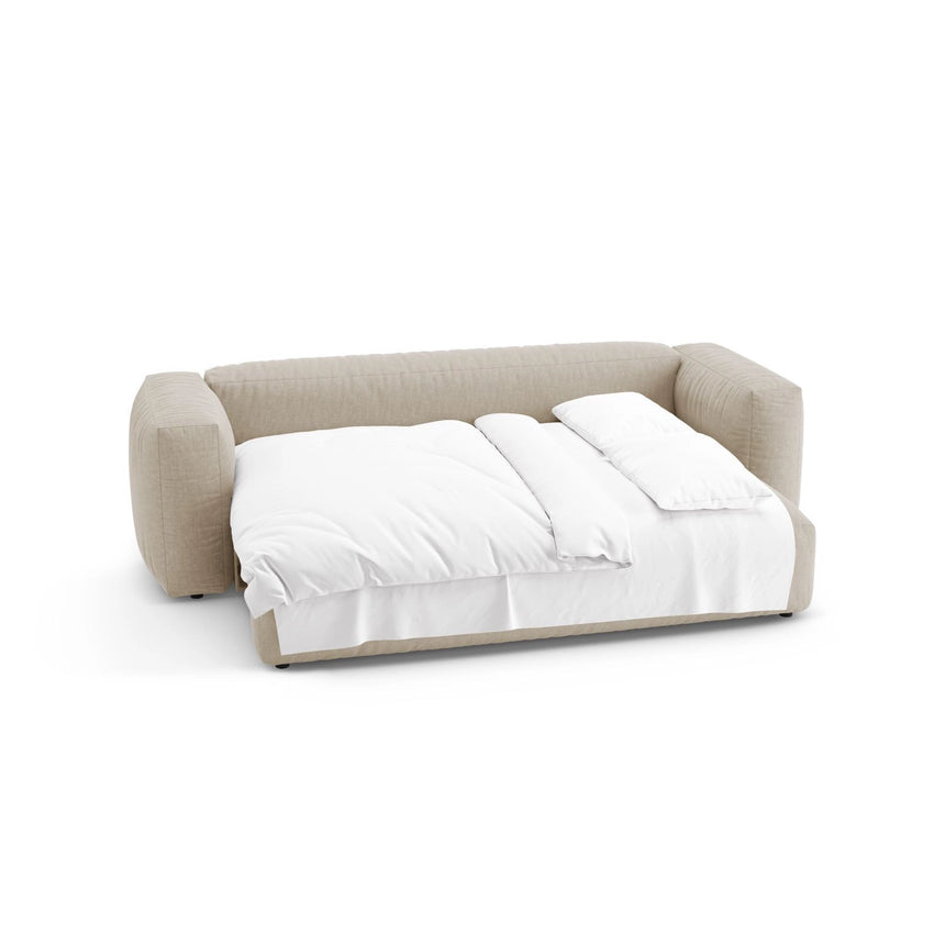 Martina 3-Sitzer Sofa mit Schlaffunktion, ausklappbar, aus Strukturierter Stoff in Leichtes Beige (Boston Toffee), 264x106 cm von Micadoni – Bild 7