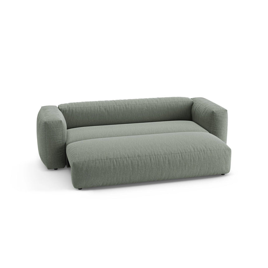 Martina 3-Sitzer Sofa mit Schlaffunktion, ausklappbar, aus Strukturierter Stoff in Moosgrün (Boston Water Green), 264x106 cm von Micadoni – Bild 6