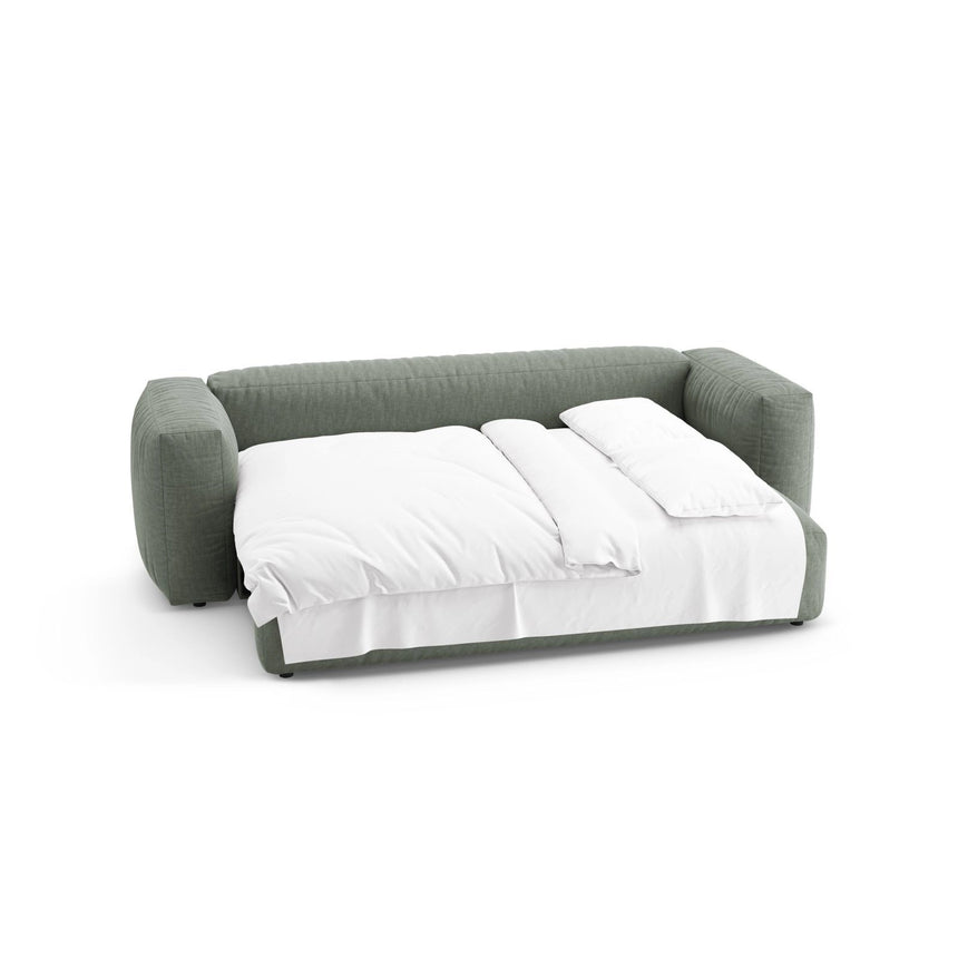 Martina 3-Sitzer Sofa mit Schlaffunktion, ausklappbar, aus Strukturierter Stoff in Moosgrün (Boston Water Green), 264x106 cm von Micadoni – Bild 7