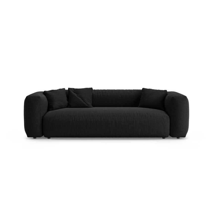 Martina 3-Sitzer Sofa mit Schlaffunktion, ausklappbar, aus Strukturierter Stoff in Schwarz (Boston Black), 264x106 cm von Micadoni – Bild 1