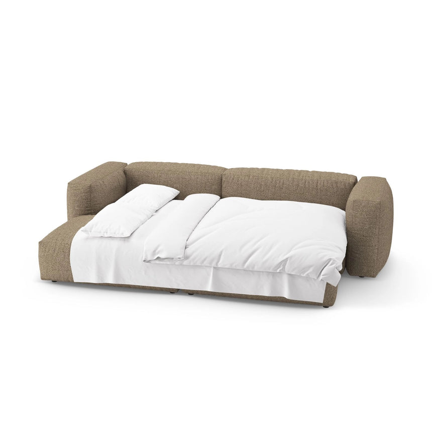 Martina 4-Sitzer Ecksofa mit Schlaffunktion, Linke Seite, aus Boucle in Cappuccino (Monet Cappucino), 280x170 cm von Micadoni – Bild 8