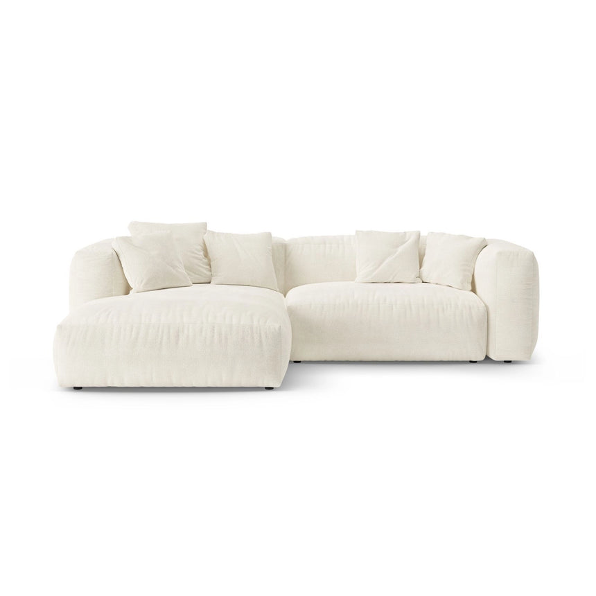 Martina 4-Sitzer Ecksofa mit Schlaffunktion, Linke Seite, aus Boucle in Elfenbein (Monet Nata), 280x170 cm von Micadoni – Bild 1