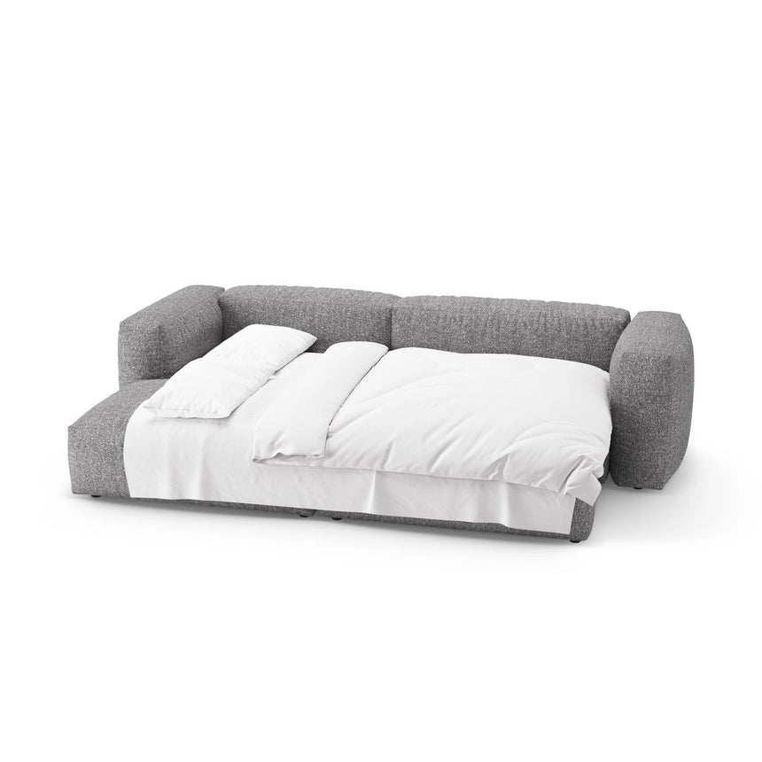 Martina 4-Sitzer Ecksofa mit Schlaffunktion, Linke Seite, aus Boucle in Graphit (Monet Graphite), 280x170 cm von Micadoni – Bild 8