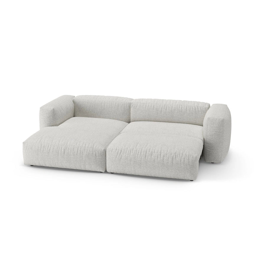 Martina 4-Sitzer Ecksofa mit Schlaffunktion, Linke Seite, aus Boucle in Grey Beige Melange (Monet Pearl), 280x170 cm von Micadoni – Bild 7
