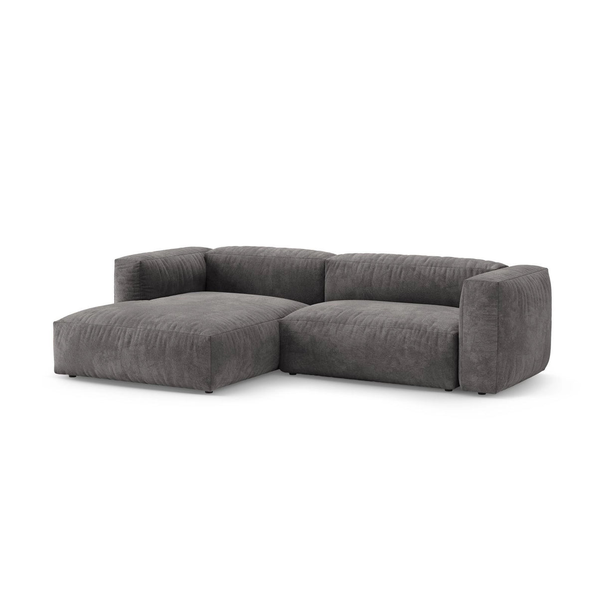Martina 4-Sitzer Ecksofa mit Schlaffunktion, Linke Seite, aus Samt in Grau (Vogue 15), 280x170 cm von Micadoni – Bild 6
