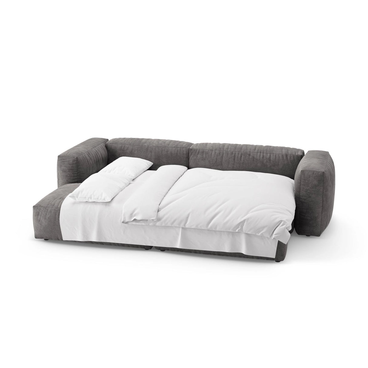 Martina 4-Sitzer Ecksofa mit Schlaffunktion, Linke Seite, aus Samt in Grau (Vogue 15), 280x170 cm von Micadoni – Bild 8