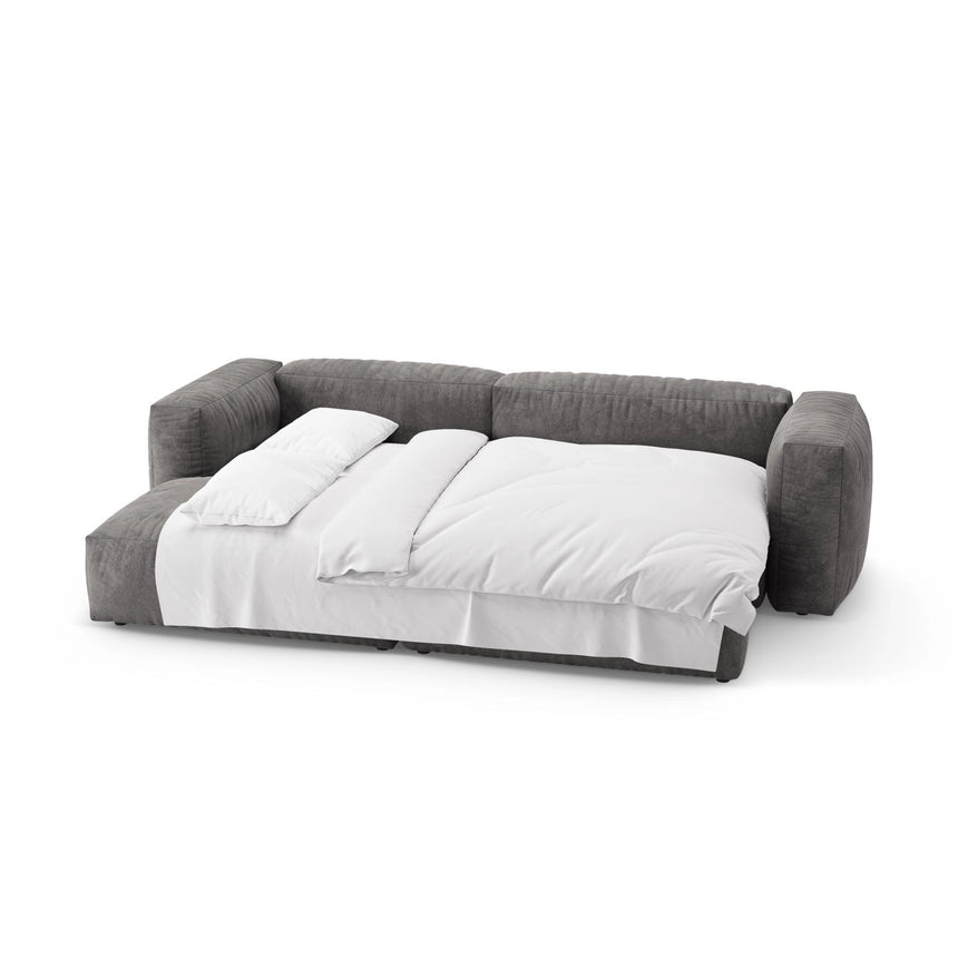 Martina 4-Sitzer Ecksofa mit Schlaffunktion, Linke Seite, aus Samt in Grau (Vogue 15), 280x170 cm von Micadoni – Bild 8