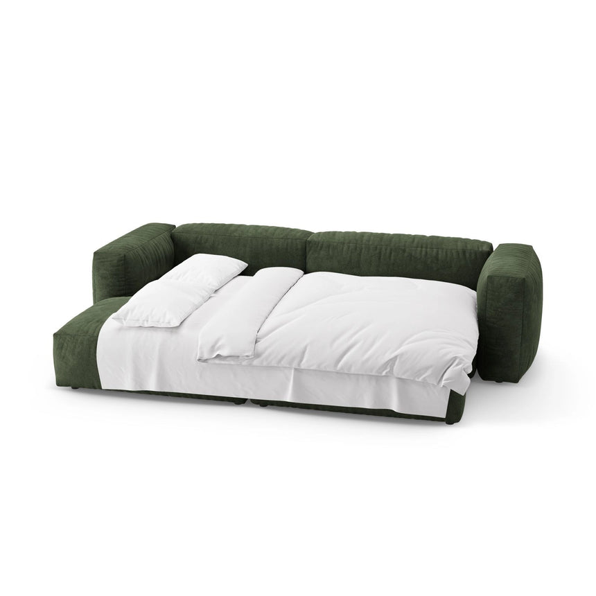Martina 4-Sitzer Ecksofa mit Schlaffunktion, Linke Seite, aus Samt in Grün (Vogue 11), 280x170 cm von Micadoni – Bild 8