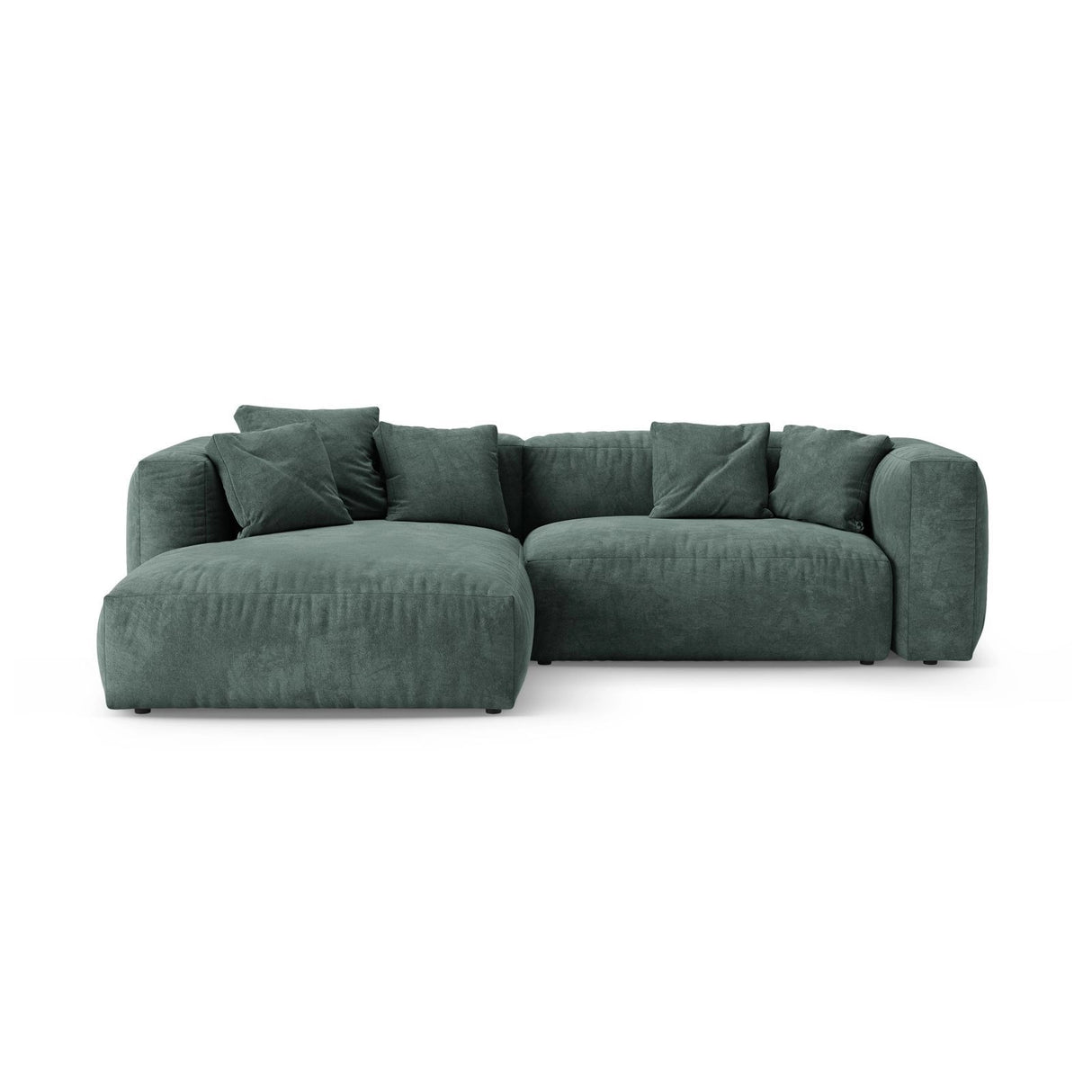 Martina 4-Sitzer Ecksofa mit Schlaffunktion, Linke Seite, aus Samt in Petrol (Vogue 12), 280x170 cm von Micadoni – Bild 1