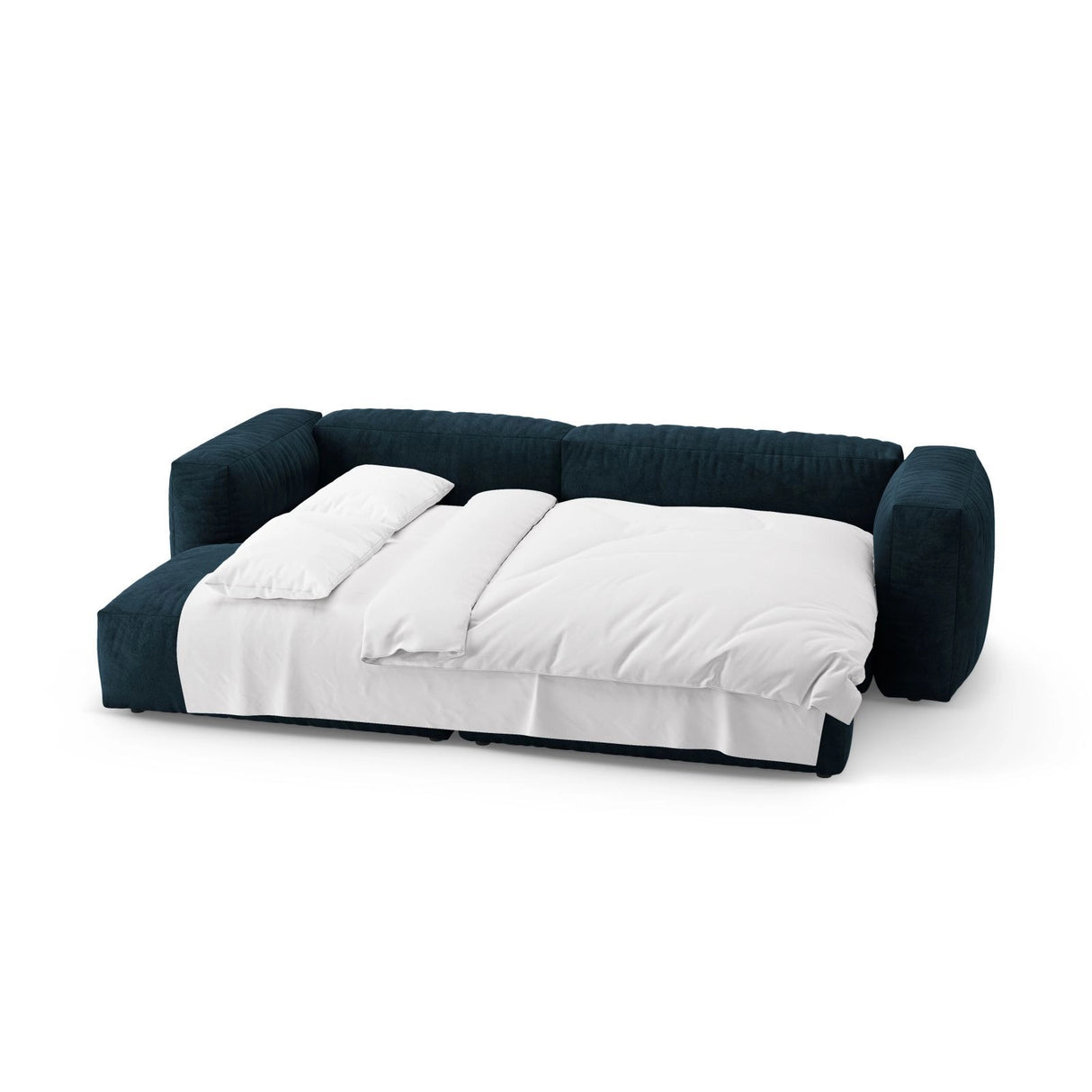 Martina 4-Sitzer Ecksofa mit Schlaffunktion, Linke Seite, aus Samt in Tiefes Petrol (Vogue 13), 280x170 cm von Micadoni – Bild 8