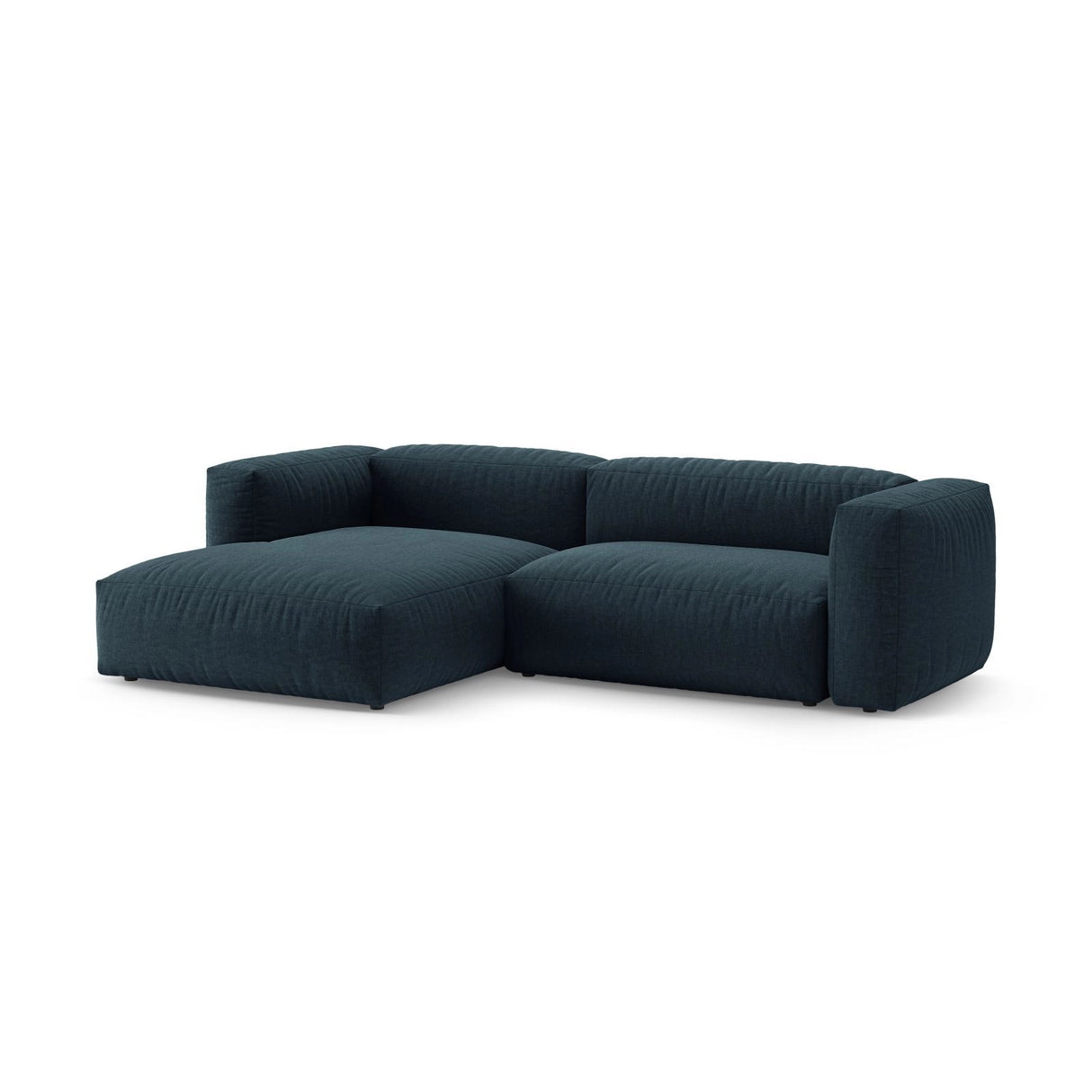 Martina 4-Sitzer Ecksofa mit Schlaffunktion, Linke Seite, aus Strukturierter Stoff in Blau Jeans (Boston Ocean), 280x170 cm von Micadoni – Bild 5