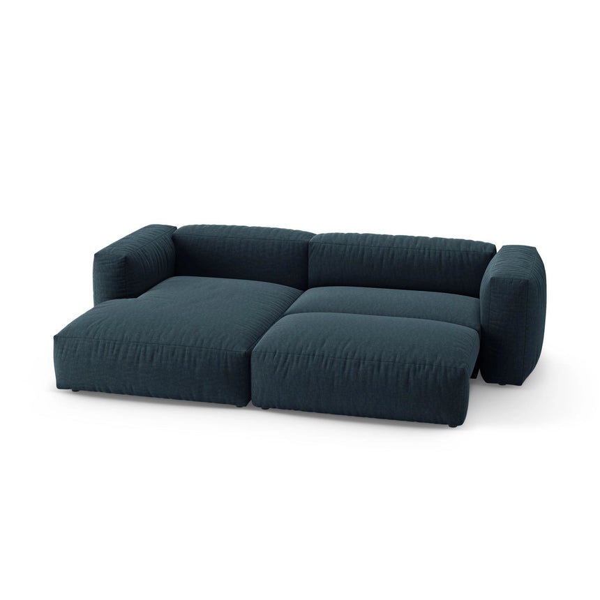 Martina 4-Sitzer Ecksofa mit Schlaffunktion, Linke Seite, aus Strukturierter Stoff in Blau Jeans (Boston Ocean), 280x170 cm von Micadoni – Bild 6
