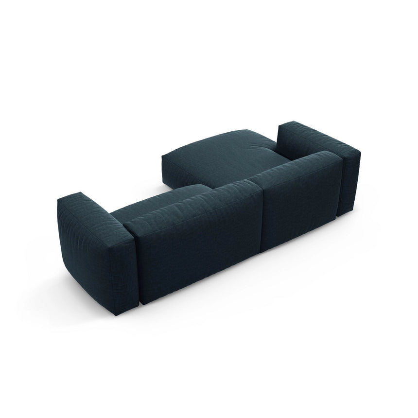 Martina 4-Sitzer Ecksofa mit Schlaffunktion, Linke Seite, aus Strukturierter Stoff in Blau Jeans (Boston Ocean), 280x170 cm von Micadoni – Bild 8