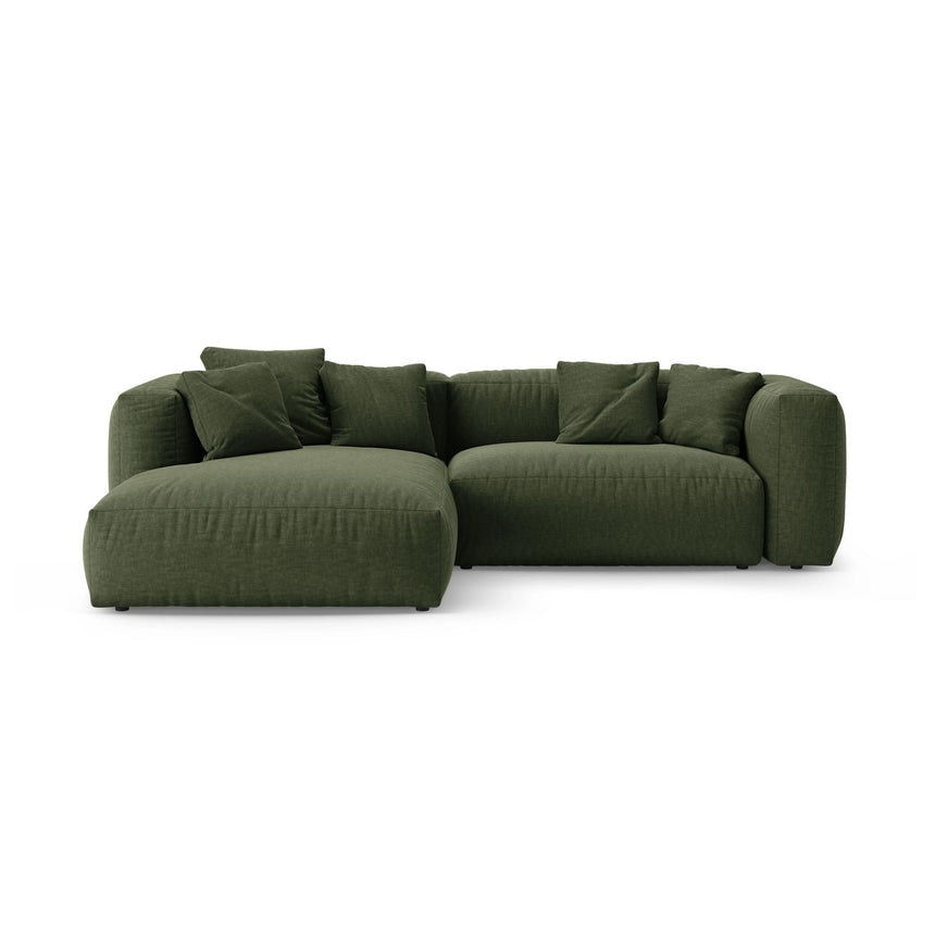 Martina 4-Sitzer Ecksofa mit Schlaffunktion, Linke Seite, aus Strukturierter Stoff in Grün (Boston Forest), 280x170 cm von Micadoni – Bild 1