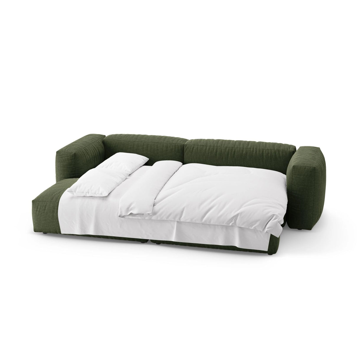 Martina 4-Sitzer Ecksofa mit Schlaffunktion, Linke Seite, aus Strukturierter Stoff in Grün (Boston Forest), 280x170 cm von Micadoni – Bild 7