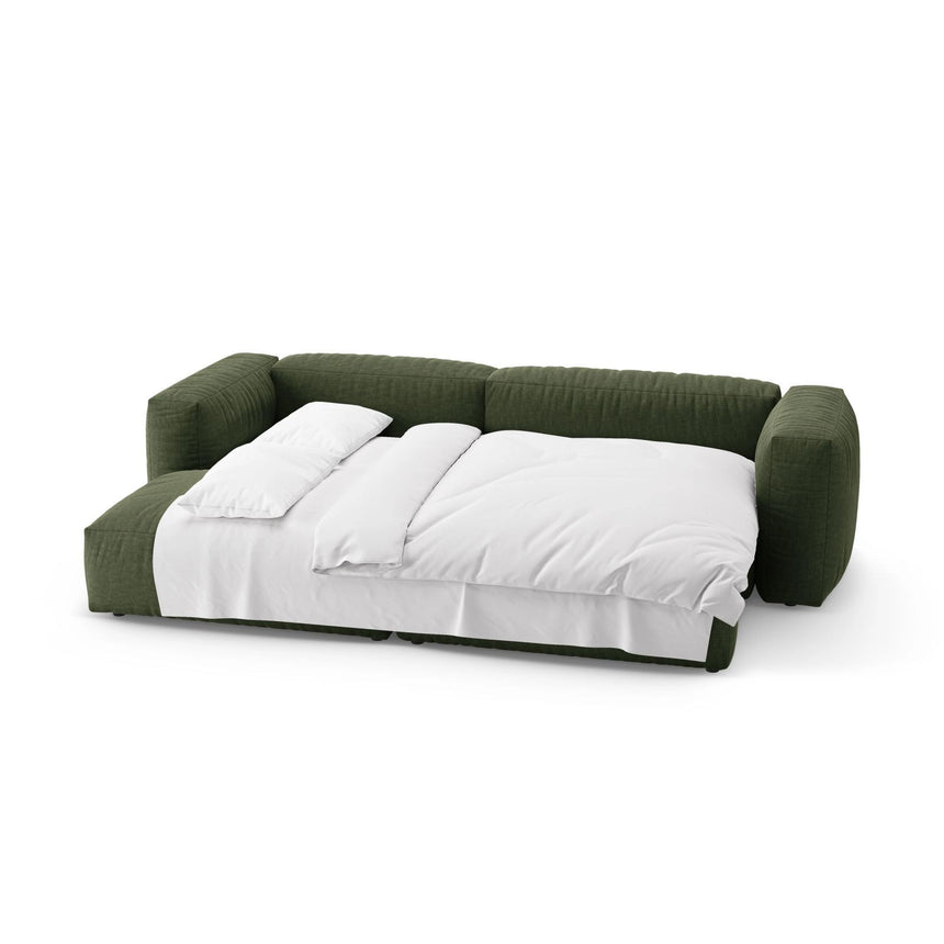 Martina 4-Sitzer Ecksofa mit Schlaffunktion, Linke Seite, aus Strukturierter Stoff in Grün (Boston Forest), 280x170 cm von Micadoni – Bild 7