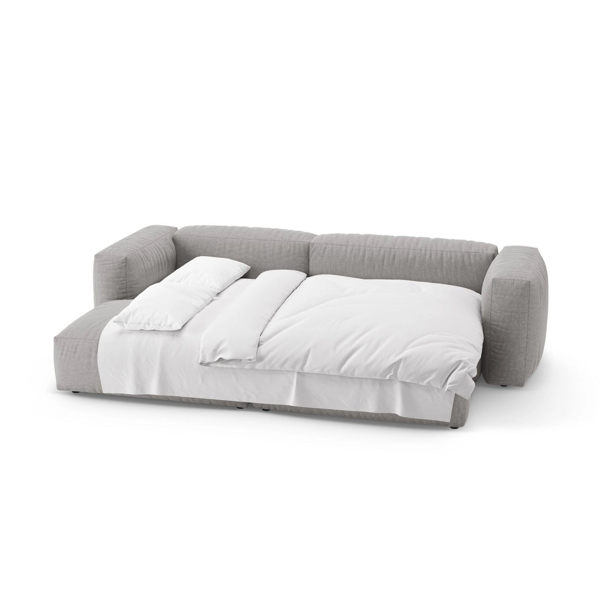Martina 4-Sitzer Ecksofa mit Schlaffunktion, Linke Seite, aus Strukturierter Stoff in Hellgrau (Boston Light Grey), 280x170 cm von Micadoni – Bild 7