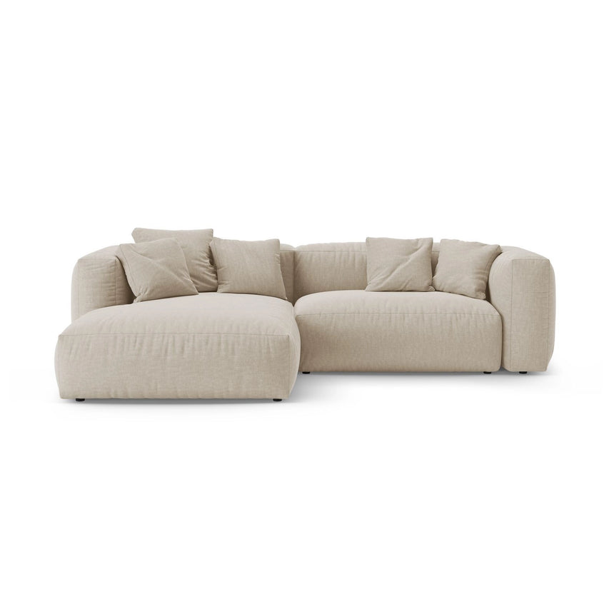 Martina 4-Sitzer Ecksofa mit Schlaffunktion, Linke Seite, aus Strukturierter Stoff in Leichtes Beige (Boston Toffee), 280x170 cm von Micadoni – Bild 1